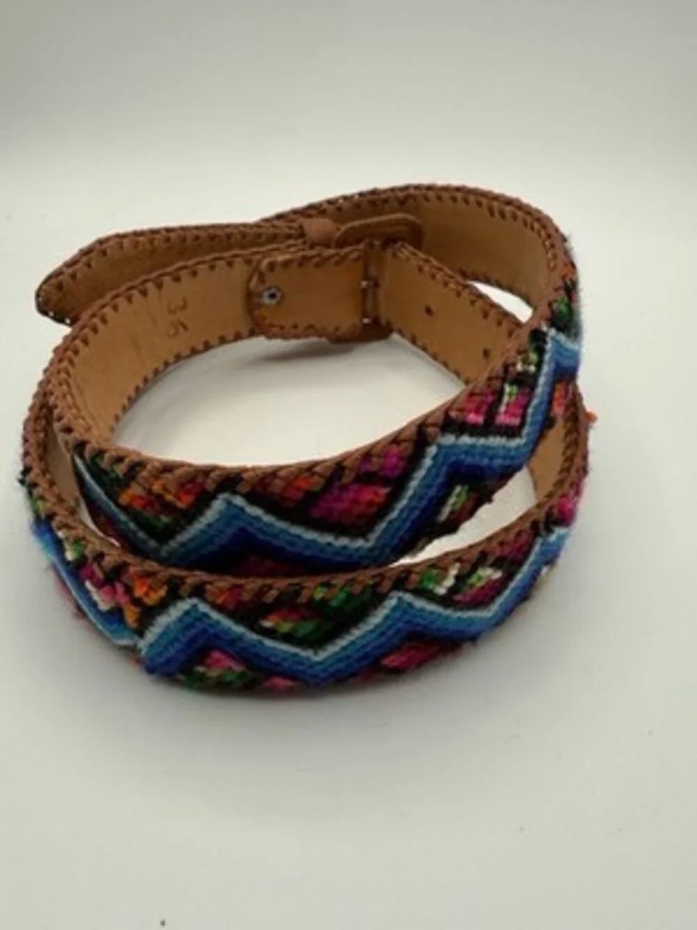 Vintage Braided Multicolor, Leather Woven Belt size 36